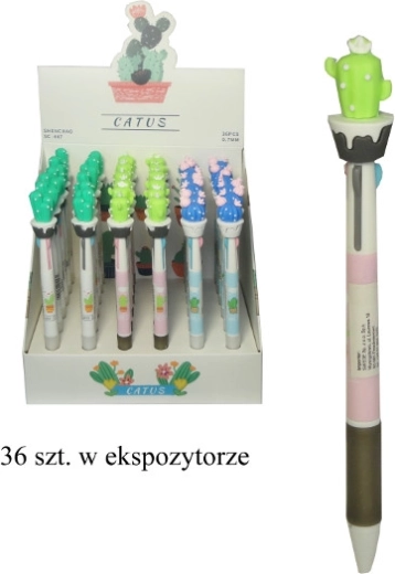Stylo-bille avec cactus en silicone, 3 couleurs