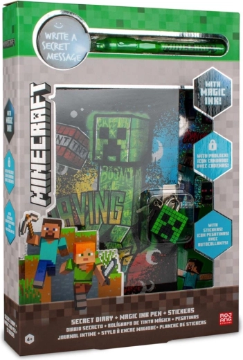 Journal intime secret Minecraft avec stylo UV magique et autocollants