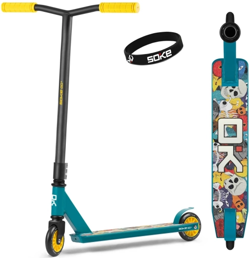 Trottinette freestyle Soke Go! jaune et bleue