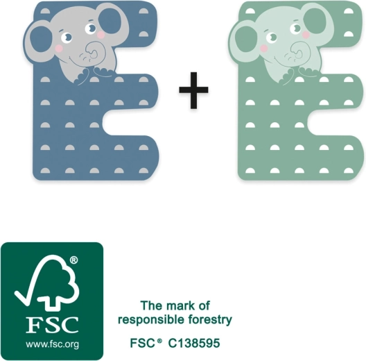 Lettre en bois E Small foot avec éléphant - 1 pièce