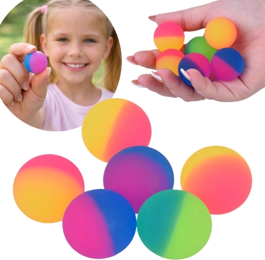 Set de 5 balles rebondissantes en caoutchouc – couleurs arc‑en‑ciel