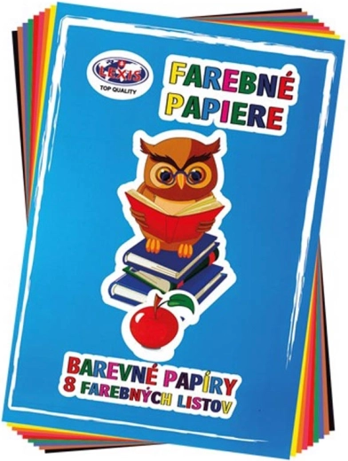 Chemise de papier coloré A4 80 g (8 feuilles, 8 couleurs) - 1 pièce
