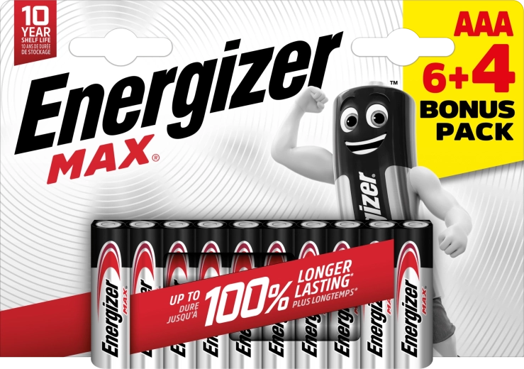 Piles alcalines Energizer Max AAA, 10 pcs