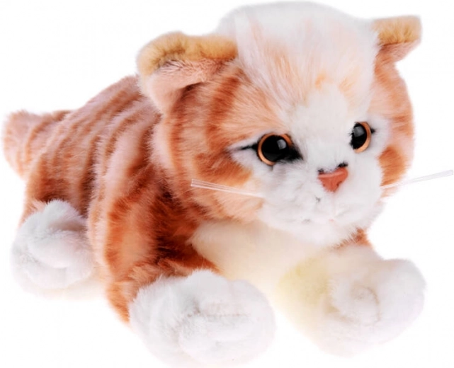 Chaton roux couché 30 cm peluche