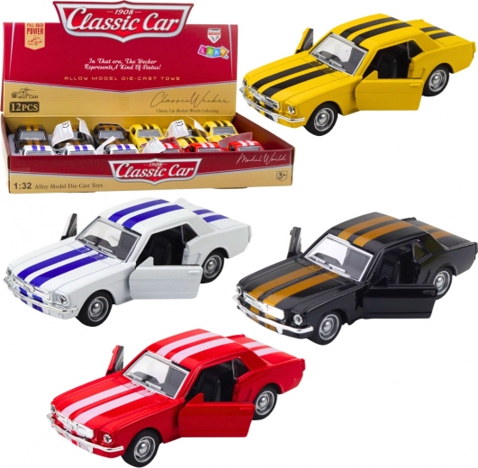 Voiture classique en métal 1:32 avec mécanisme à rétrofriction et portes ouvrantes