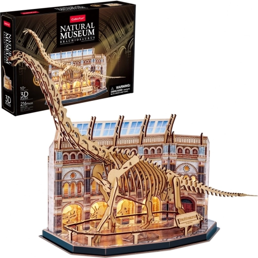 Puzzle 3D avec LED brachiosaure CUBICFUN – musée avec fossile