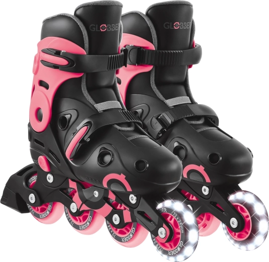 Rollers en ligne pour enfants Go Skates Lights avec roue avant lumineuse noir-rose (EU 34–37)