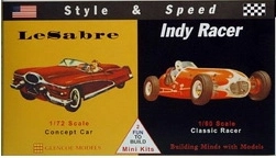 Modèle réduit en plastique de voitures Style & Speed Le Sabre « Concept Car » et Indy Racer (Glencoe Models)