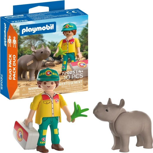 Playmobil Duo Pack – soigneur avec rhinocéros et accessoires
