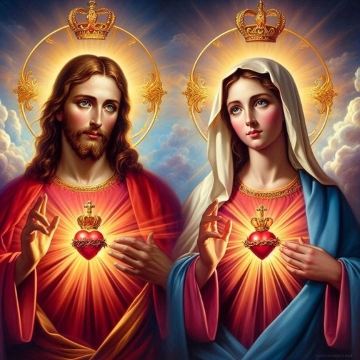 Norimpex Peinture par numéros Jésus et Marie – cœur dans une couronne 40 × 50 cm