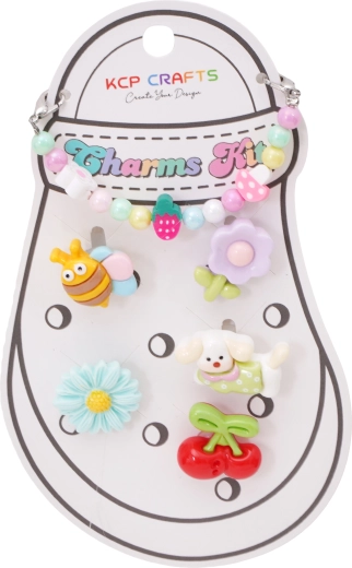 Ensemble d’accessoires décoratifs pour sandales – abeille, cerises et perles ludiques