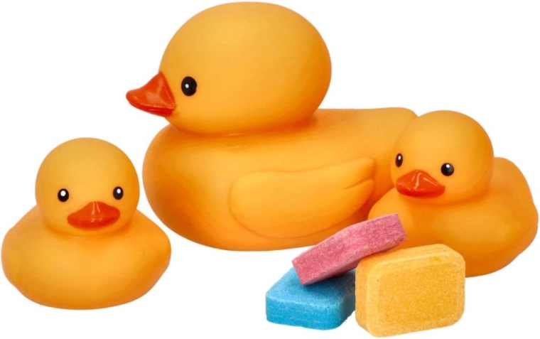 Bain coloré avec canards
