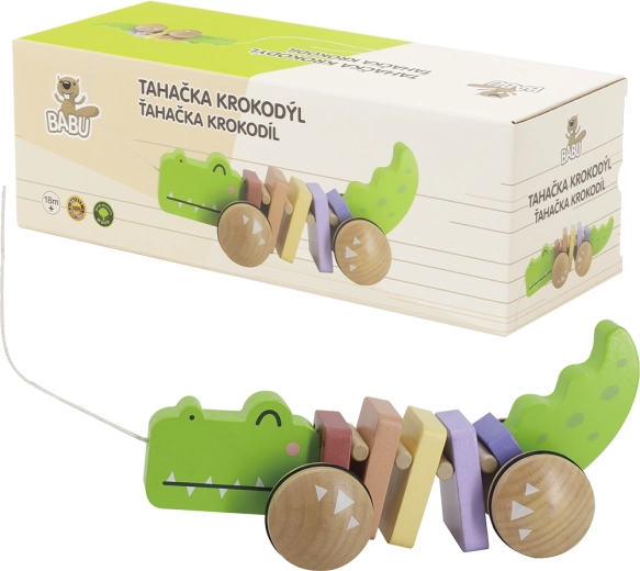 Babu crocodile en bois à tirer avec ficelle