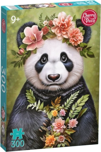 Puzzle Cherry Pazzi Panda avec des fleurs, 300 pièces