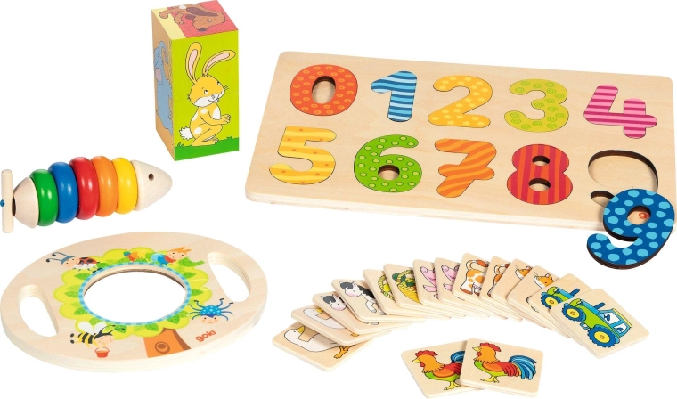 Coffret cadeau avec 5 jouets pour enfants dès 2 ans