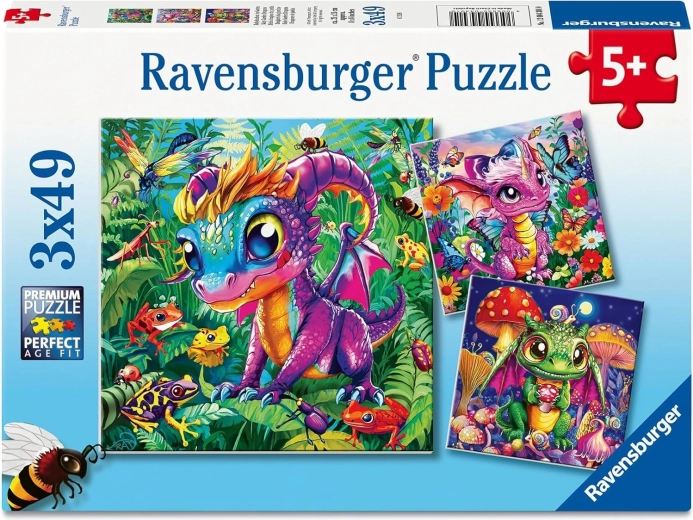 Puzzle Ravensburger Petits dragons découvrent la nature 3×49 pièces
