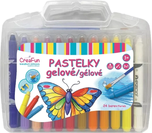 CreaFun crayons gel 3-en-1 lavables, set de 24 pièces avec pinceau