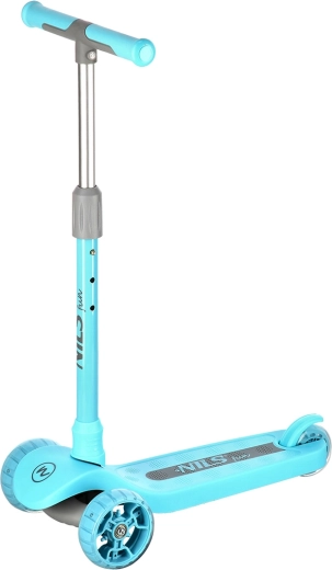 Trottinette tricycle pour enfants NILS Fun avec roues LED, turquoise
