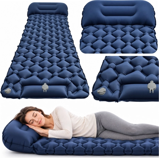 Matelas de randonnée gonflable pour une personne avec oreiller 190 × 60 cm