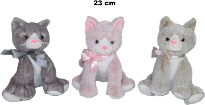 Chat en peluche 23 cm (assortiment de couleurs)