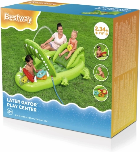 Centre de jeu gonflable alligator pour enfants avec toboggan et arroseur