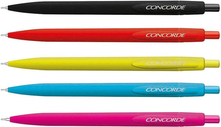 Stylo à bille Concorde Drupy, couleurs assorties, recharge bleue extra-fine 0,6 mm