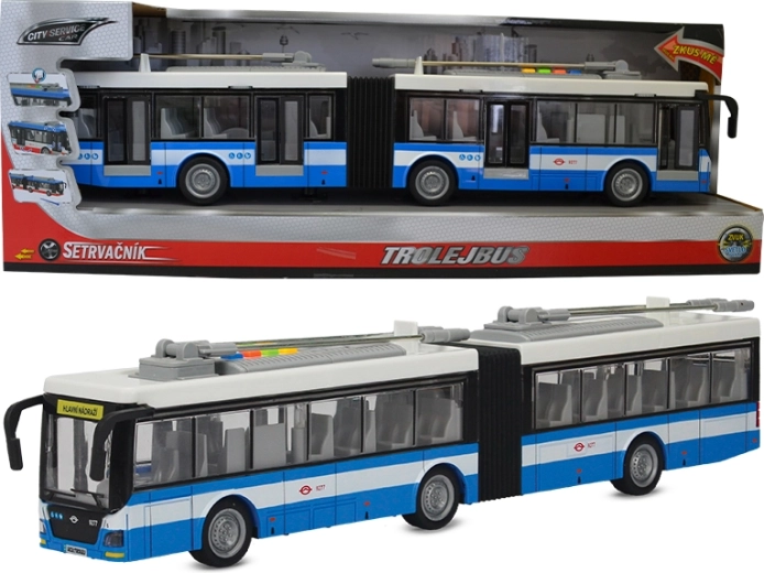 Trolleybus articulé 1:16 bleu‑blanc