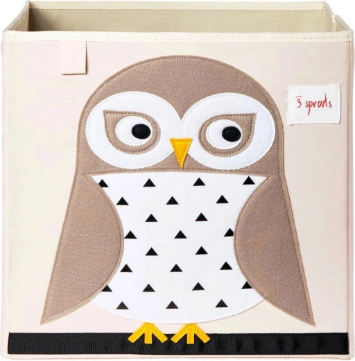 3 Sprouts boîte de rangement avec motif hibou blanc