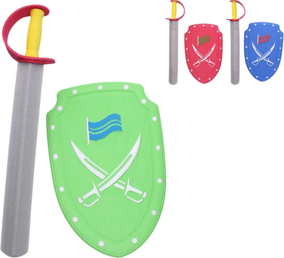 Épée et bouclier en mousse rouges 57 cm