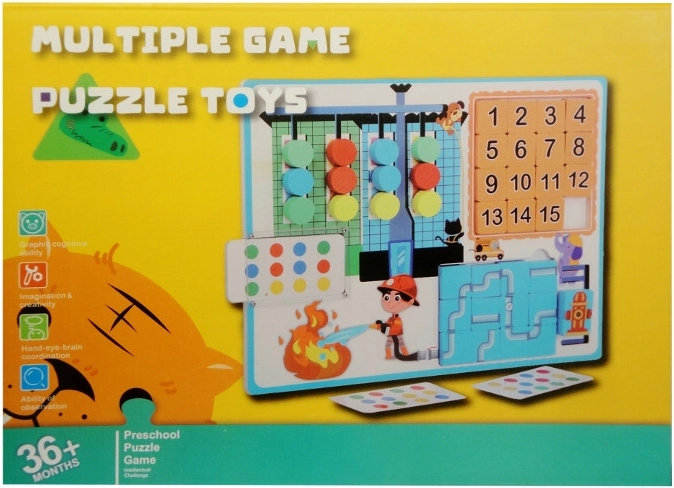 Puzzle logique en bois 3-en-1 – labyrinthe et jeu éducatif