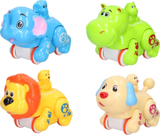 Petit animal roulant 11,5 cm – hippopotame, chien, lion, éléphant