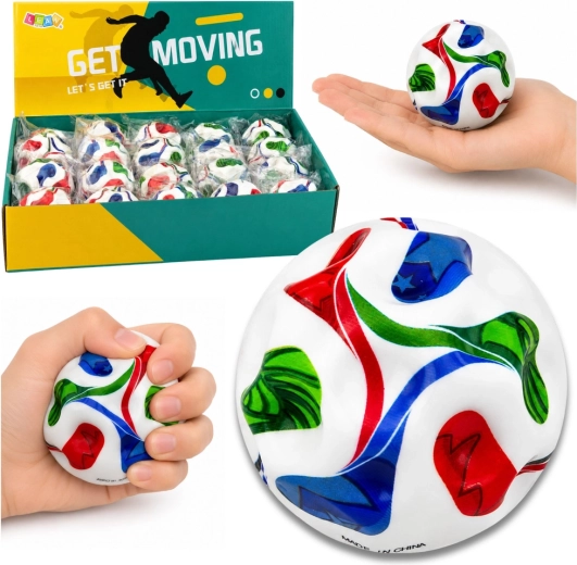 Balle antistress en mousse avec picots, motif football 7 cm - 1 pièce