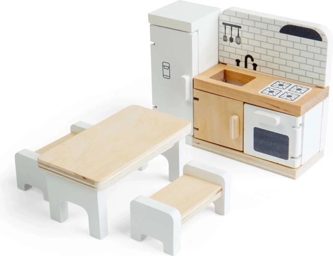 Bigjigs Toys set de cuisine en bois pour maison de poupées