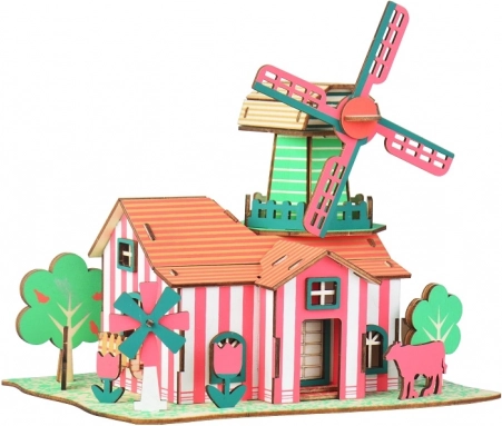 Woodcraft puzzle 3D en bois Ranch aux tulipes