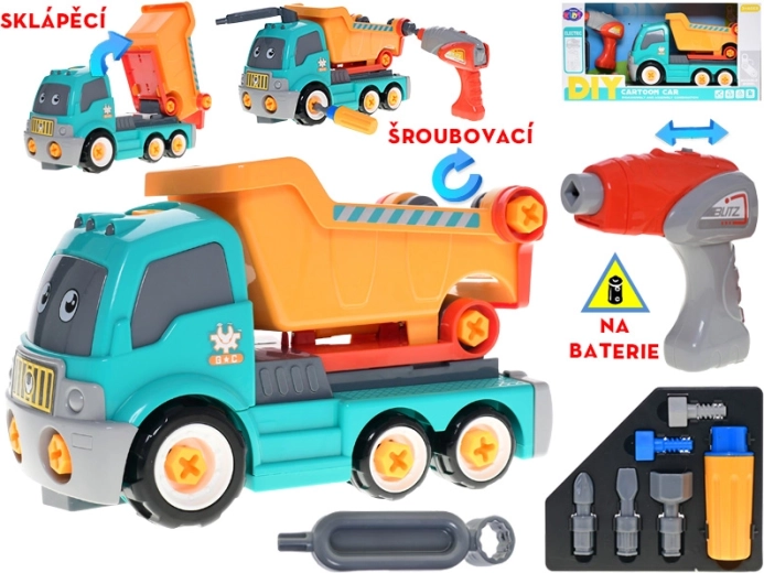 Camion-benne à visser avec perceuse électrique pour enfants
