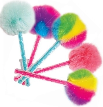 Stylo à bille avec pompon coloré et jeu labyrinthe – 1 pc