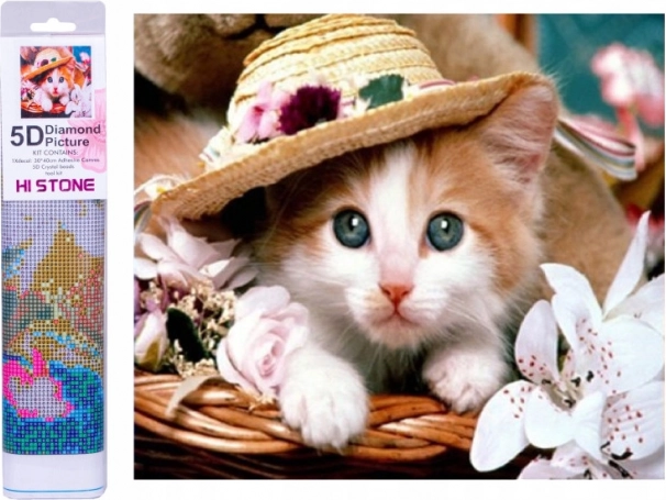 Mosaïque de diamants - Chat avec chapeau