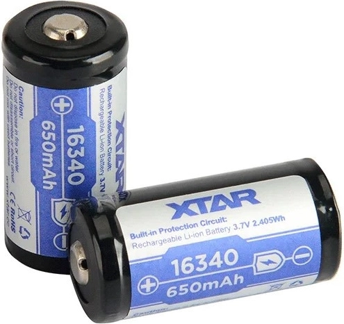 XTAR accumulateur 16340 (R-CR123) Li-ion 3,7 V 650 mAh avec protection - 1 pièce