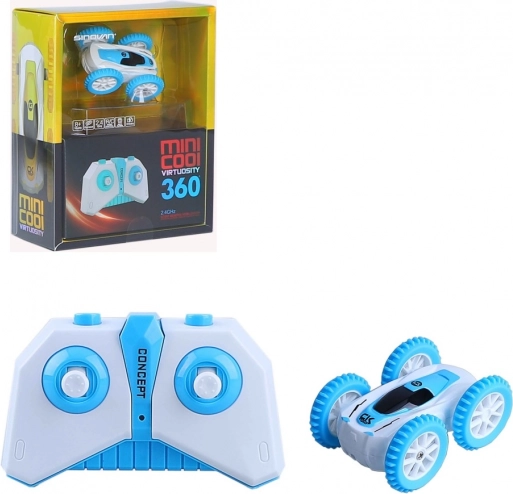 Mini voiture cascadeuse télécommandée bleue