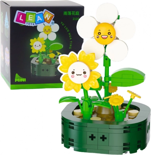 Mini blocs de construction Fleurs avec visages Blanc Jaune 142 pcs