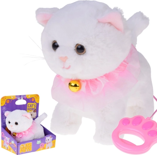 Chaton en peluche interactif avec laisse, marche, miaule et remue la queue