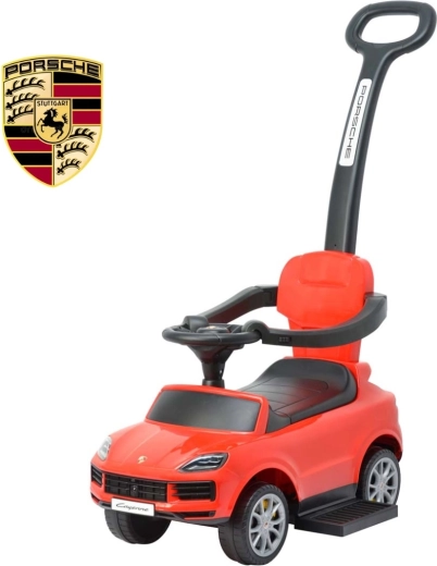 Porteur enfant avec poignée de guidage Porsche Cayenne rouge