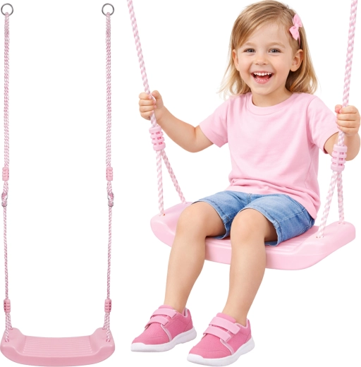 Balançoire enfant en plastique KRUZZEL rose
