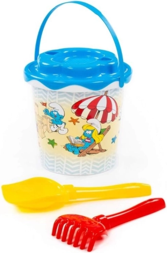 Set de sable Les Schtroumpfs seau avec tamis Soleil