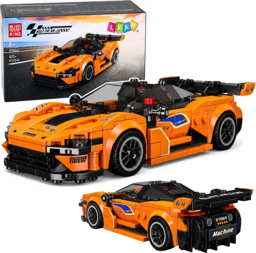 Jeu de construction voiture de sport orange avec vitrine – 423 pièces