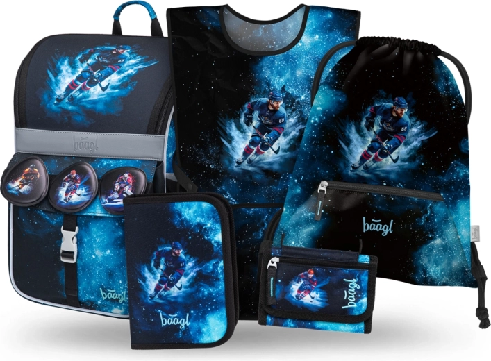 Baagl ensemble scolaire Zippy Hockey – cartable, trousse, sac, porte-monnaie et gilet réfléchissant