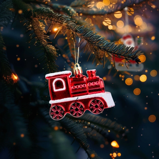 Décoration de Noël brillante en forme de locomotive