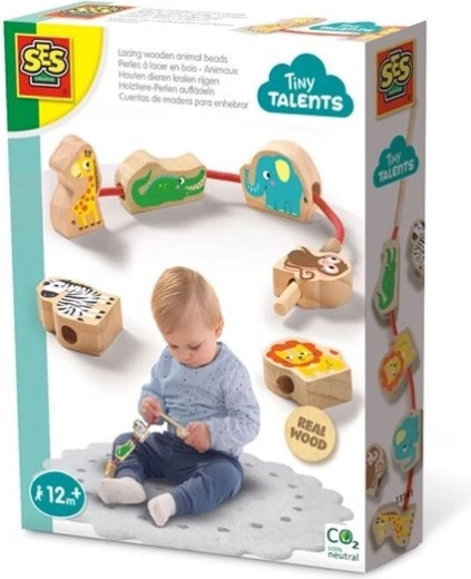 SES Creative Tiny Talents Animaux à lacer en bois