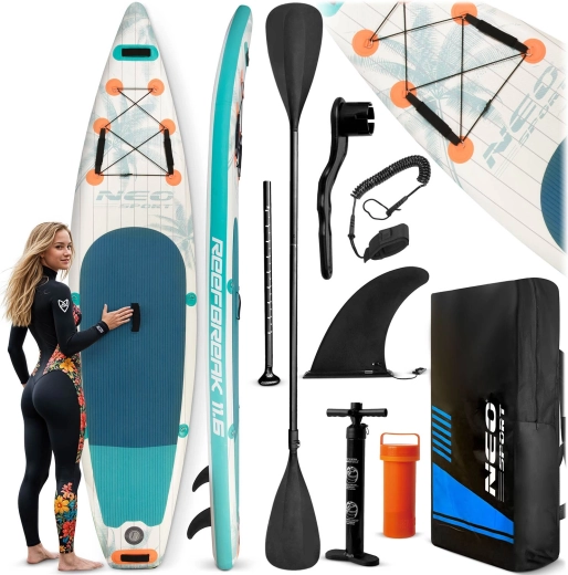 Paddleboard gonflable SUP Neo‑Sport Reefbreak 11’6 (350 × 81 × 15 cm) – kit avec accessoires