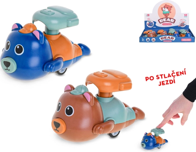 Ourson roulant à pression 11 cm, 2 couleurs